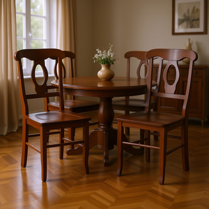 Chaises de salle à manger Renaissance 2 pièces avec dossier à trou de serrure, construction en bois massif, ensemble de meubles pour la maison - Product Image 2