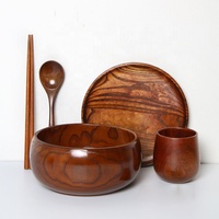 Bol en bois écologique, ensemble de bols de cuisine à faire soi-même, accessoires en bois, bols à service rustiques