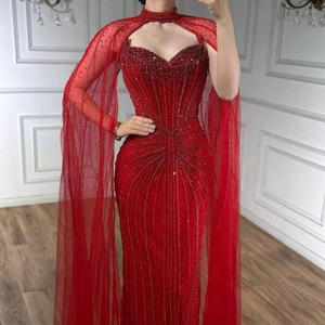 <span class=keywords><strong>Vestido</strong></span> de Noche de <span class=keywords><strong>Dos</strong></span> <span class=keywords><strong>Piezas</strong></span> Serene Hill LA72811C Color Caramelo con Cuentas y Cola de Sirena, Elegante <span class=keywords><strong>Vestido</strong></span> de Fiesta 2026 con Capa de Tul - Product Image 6