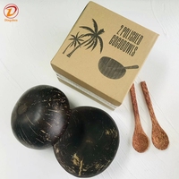 Logo personnalisé Vente en gros Vietnamien 12-15 cm Bols de noix de coco 100% Naturel Biologique Écologique Vegan Smoothie Coco Bol et Cuillères