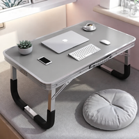 Mesa Plegable para Cama, Portátil, para Oficina en Casa o Camping, Mesa Ajustable para Laptop, Mesa Auxiliar para Sala de Estar con Estante de Almacenamiento