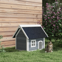 Maison pour chat en bois imperméable pour l'extérieur, abri pour petits animaux résistant aux intempéries avec toit en asphalte pour chats d'extérieur