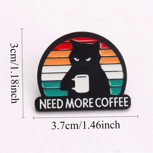 Pin de Esmalte de Gato Meme para Amantes de Café, Broche de Gato Zangado, Acessório para Mochilas e Jaquetas, Presente Ideal para Fãs de Café e Gatos - Product Image 4