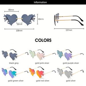 Lunettes de soleil de luxe pour femmes, style œil de chat, verres miroir, sans monture, en forme de cœur, pour une touche de personnalité - Product Image 5