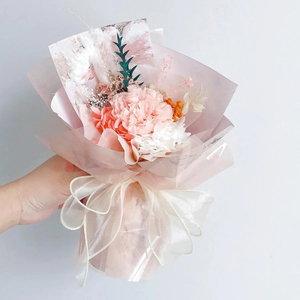 Cadeau pour la fête des mères, bouquet <span class=keywords><strong>de</strong></span> fleurs <span class=keywords><strong>de</strong></span> carnation rose préservées au toucher réel, couleur douce au choix - Product Image 1