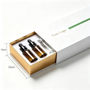 Caja de cartón corrugado magnética rígida personalizada para cosméticos con estampado en lámina dorada y forro de esponja para el embalaje de viales de aceites esenciales - Product Image 6