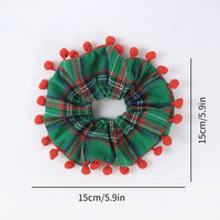 Chouchou de Noël à carreaux verts avec pompons rouges, élastique pour cheveux, chouchou vintage, accessoires pour cheveux pour femmes, pour fêtes de fin d'année