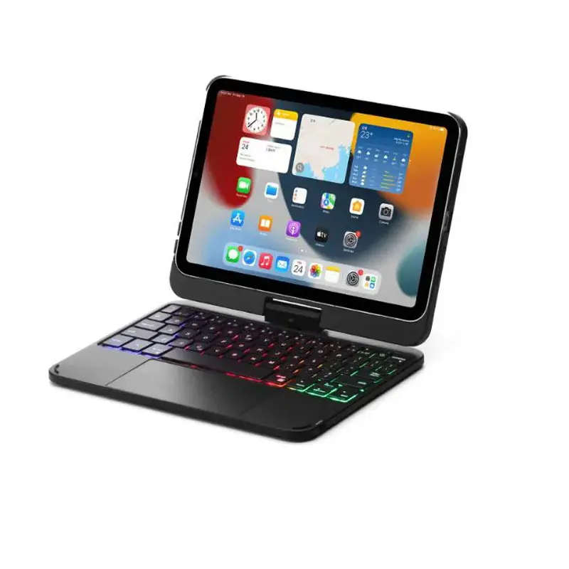 Casing Keyboard nirkabel, tombol Backlit gaya ajaib, casing bahan ABS Mini 6 8.3 inci untuk Ipad Tablet Usb optik OEM USB 2.0 RGB 3 tombol