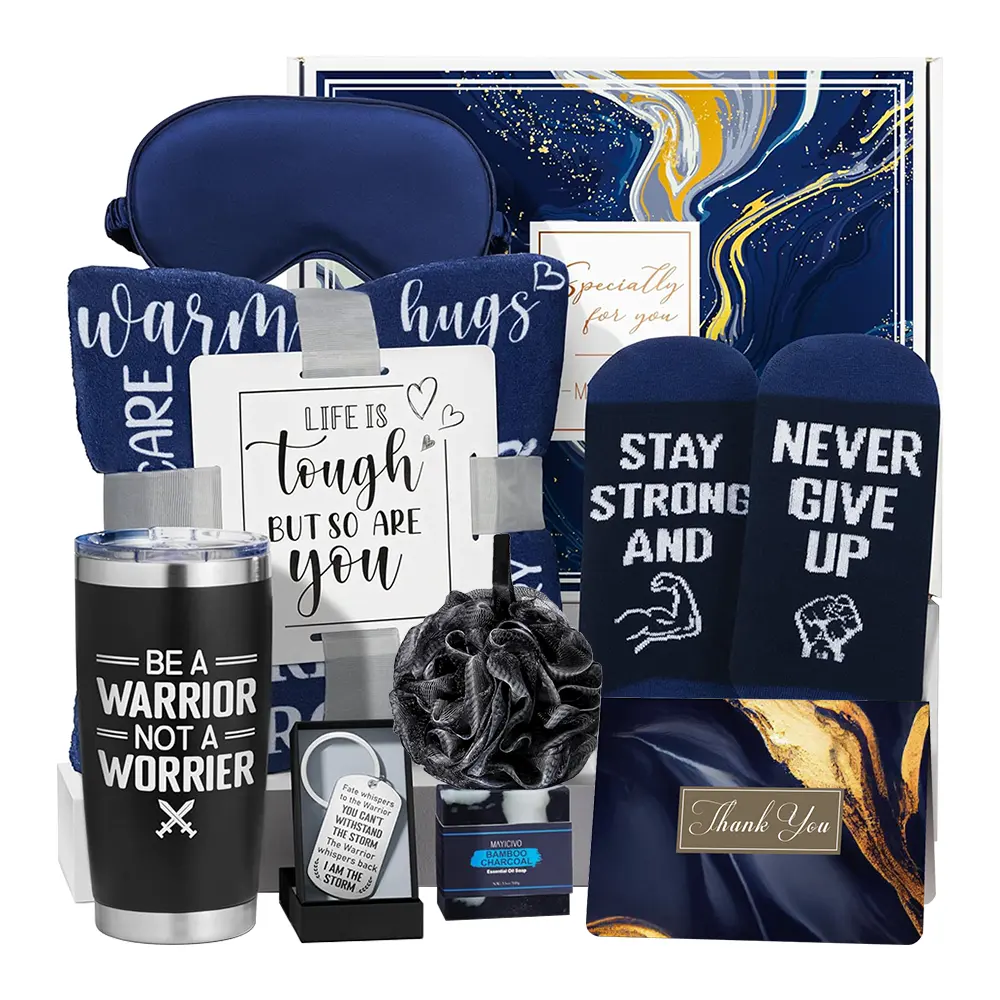 Cadeaux promotionnels pour nouveaux produits 2024 idées personnaliser la boîte-cadeau d'autosoins Deep Blue avec couverture chaussettes tasse obtenez bien bientôt ensemble de cadeaux