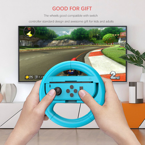 <b>Nintendo</b> Switch <b>Steering</b> <b>Wheel</b> Joy-Con Grip With Handbrake For Racing Games 2 Pieces Red Blue Black White - Product Image 5