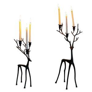 Decoración Navideña de Lujo para el Hogar, Elegante Portavelas Metálico con Forma de Ciervo, Decoración Navideña para Mesa - Product Image 1