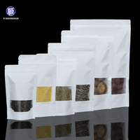 Bolsa de Papel Kraft Blanca con Logotipo Personalizado, Empaque de Alimentos con Cierre, Bolsa con Ventana para Dulces, Galletas y Bocadillos