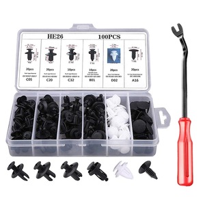HE26 100Pcs <b>Car</b> Plastic <b>Clips</b> Kit 6 Types Universal Fasteners For Auto Repair And Replacement - Product Image 1
