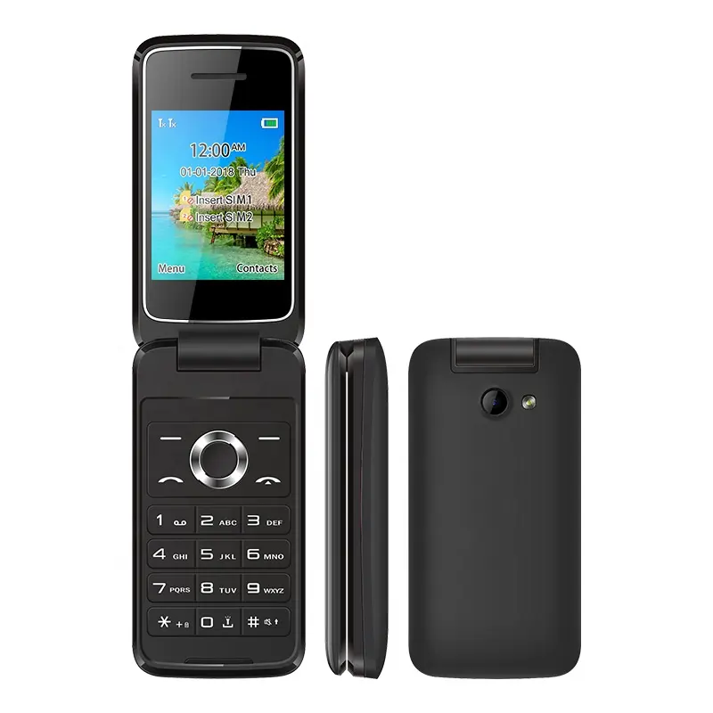 Оптовая продажа, дешевый мобильный телефон UNIWA F107, 2,4 дюйма, разблокированные флип-телефоны с двумя sim-картами, сотовый телефон V2.0 с пленкой
