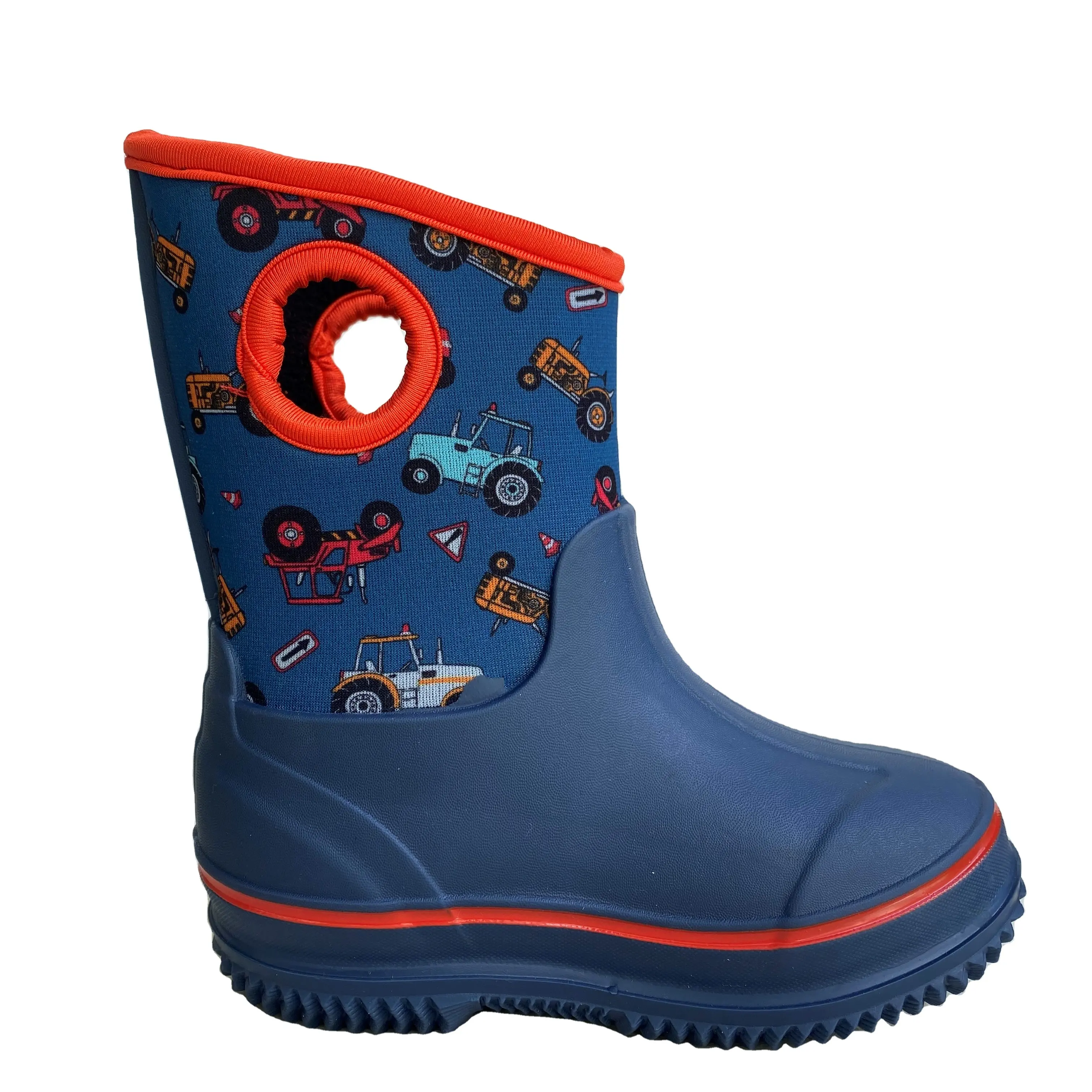Su geçirmez kaymaz neopren çocuk yağmur çizmeleri sıcak satış bebek çocuk yarım çizmeler ayakkabı özelleştirmek Logo desen bahçe ayakkabısı