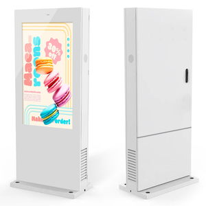 โปสเตอร์โฆษณา LCD กลางแจ้งกันน้ำตู้ยืนฟรีพร้อมหน้าจอสัมผัสและมีคอมพิวเตอร์ในตัว