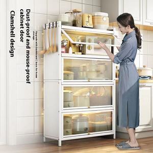 Estante de almacenamiento de cocina multifuncional, puertas de armario de pie de acero al carbono para cuencos, palillos, plato, organización de herramientas - Product Image 3