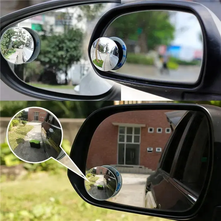 علبة من قطعتين مرآة خلفية للسيارة من الزجاج عالي الوضوح مدورة ومحدبة عاكسة مرآة الجانب المحدب للسيارة مرايا للسيارة للمناطق المحدبة للسيارات