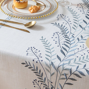 Tovaglia rettangolare in <span class=keywords><strong>cotone</strong></span> e lino con ricami eleganti e macramè, dal design moderno e semplice, per decorazioni domestiche e feste. - Product Image 4