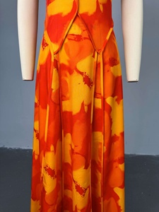 เดรสยาวทรงเอ <span class=keywords><strong>สาย</strong></span>คล้องคอ ปิดไหล่ เอวสูง พิมพ์ลายหวานสดใส - Product Image 3