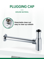 JOYHOO Personnalisé Usine Corps Rond Direct Siphon Drain P-tarp Piège À Bouteille Anti Odeur Évier Siphon Carton Laiton Argent Salle De Bains