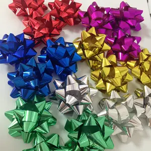 Hot sale Gift bow Metallic Ribbon Star Bow Plastic Star Bow Set para Holiday Christmas Birthday Party Decoration