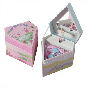 Caja <span class=keywords><strong>Musical</strong></span> Giratoria de Papel con Manivela y Espejo Yiyu, Caja de Regalo de Joyería Ecológica Personalizada para Niños, Sonido de los Años 60 - Product Image 1