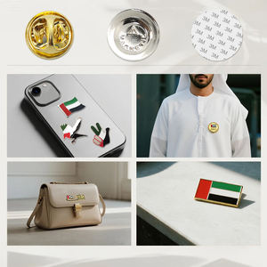 사용자 정의 금도금 금속 배지 핀 사우디 팔레스타인 UAE 프리메이슨 히잡 금속 로고 휴대 전화 뒤 스티커 옷깃 핀 - Product Image 3