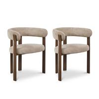 Chaise de salle à manger moderne de luxe en tissu bouclé, fauteuil rembourré avec dossier et accoudoirs, pieds en métal imitation noyer pour salle à manger et restaurant
