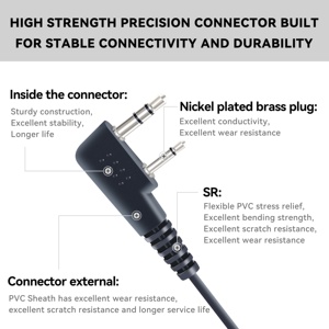 DLECNFUN OEM Vente en gros Écouteur Microphone Radio Talkie-walkie Compatible Kenwood Baofeng Retevis K-plug <span class=keywords><strong>2</strong></span> Broches ABS - Product Image 4