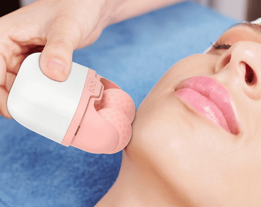 Face Roller Skin Beauty Care Tool Cold Therapy Soicy Two Roller Heads Ice Roller For Face And Eye Shrink Porel Brighten 2-In-1 Face Pink Cooling With Plastic Two roller heads ice roller for face and eye shrink porel - Honkay ice roller for face,cooling face roller,cooling roller,ice roller for face and eye,ice roller