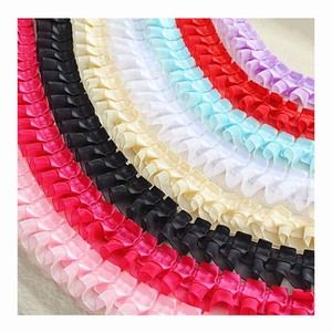 4cm Diy Rideau Couture Accessoires Dentelle Tissu Siège Couverture Table Tissu Robe <span class=keywords><strong>Organza</strong></span> 2 couches Plissé Volant Bord Coupe Dentelle - Product Image 1