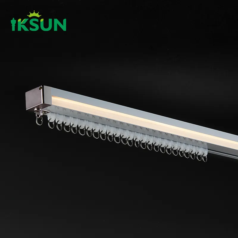 IKSUN Curtain Pelmet Single Track Living Room Bedroom Optional Customize Length Curtain Rail Track With Valance and LED lights