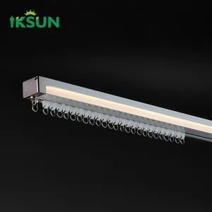 IKSUN Curtain Pelmet Single Track Living Room Bedroom Optional Customize Length Curtain Rail Track With Valance And LED Lights