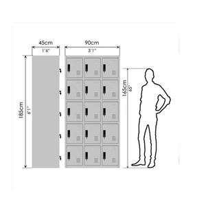 Lockable and Safe Storage Steel <b>Locker</b> 15 Compartment Workman <b>Lockers</b> - Product Image 5