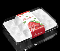 Vassoio Ecologico Trasparente in PET per Fragole |   Scatola per Imballaggio Frutta a 15 Scomparti Ventilata con Coperchio a Cerniera |   Contenitore in Plastica per Alimenti