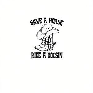 Save A Horse Ride A Cousin T-shirt blanc à col rond unisexe taille adulte - Product Image 2