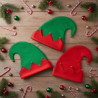 Grüne Rote Geschenk-Weihnachtsmütze Dickere Filz Umweltfreundliche Weiche Elfenmütze mit Glöckchen für Weihnachtsfeier-Dekoration