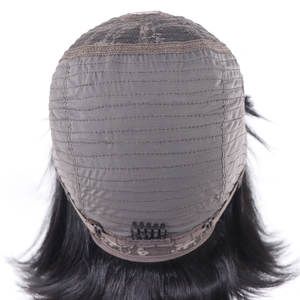 Sans colle courte droite cheveux humains <span class=keywords><strong>Bob</strong></span> perruque avec frange 180% densité réaliste cuir chevelu dentelle perruques naturel noir pour les femmes - Product Image 6
