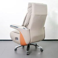 Chaise de bureau de direction ergonomique à dossier haut avec repose-pieds en cuir véritable, chaise pivotante moderne pour patron