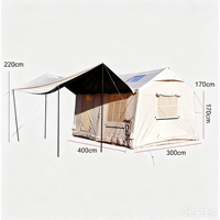 Grande tente de camping gonflable familiale quatre saisons à triple couche, imperméable, en PVC Oxford, portable, pour le glamping, avec protection solaire