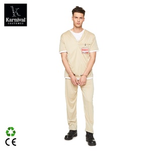 Costume de Cosplay de Prisonnier pour Homme Adulte, Thème Halloween, Vente en Gros ODM, Ensemble Haut, Pantalon et Badge en Polyester - Product Image 3