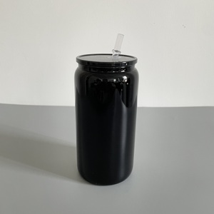 Verre à bière en borosilicate noir brillant de 16 oz, type canette, pour wraps UV DTF et vinyle, en provenance de notre entrepôt aux États-Unis - Product Image 5
