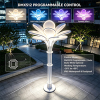 Lampe de jardin LED en forme de lotus, acier inoxydable et acrylique, étanche IP65, sculpture décorative extérieure pour place publique et jardin