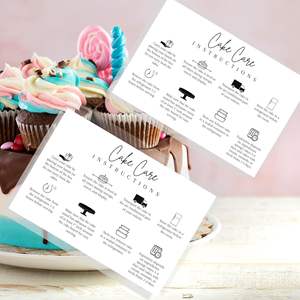 Factory Outlets Cake Care Instruction Card Cake Makers Bakers Cómo llevar y almacenar su pastel Instrucción Food Allergy Stickers - Product Image 6