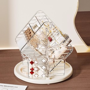 Rotating Cosmetic <b>Storage</b> <b>Box</b> Desktop Lipstick Organizer Skincare Makeup Brush Holder 4 In 1 <b>Plastic</b> Makeup Organizers - Product Image 1