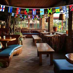 Drapeaux de pays des Caraïbes personnalisés en polyester double face, 20 pièces, fanions de 30 pieds pour le carnaval et les festivals internationaux - Product Image 5