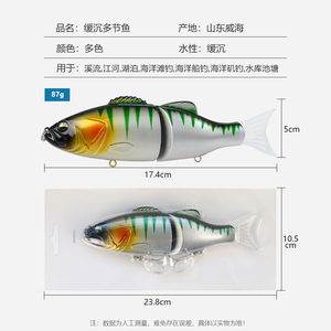 Lushazer đa nối swimbait Mồi câu cá mồi cứng chìm 174mm 87g sống động như thật isca nhân tạo Mồi câu cá cho bass Pike - Product Image 2