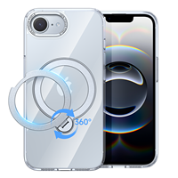 Nouvelle conception TPU+PC transparente 360° °   Support magnétique rotatif pour iPhone 17e 16e, étui de luxe antichoc