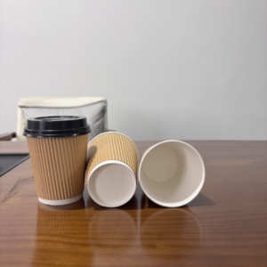 Custom Logo Ripple Wall Hot <b>Coffee</b> Paper <b>Cups</b> Eco Friendly Biodegradable Disposable <b>Cups</b> With Lid - Product Image 4